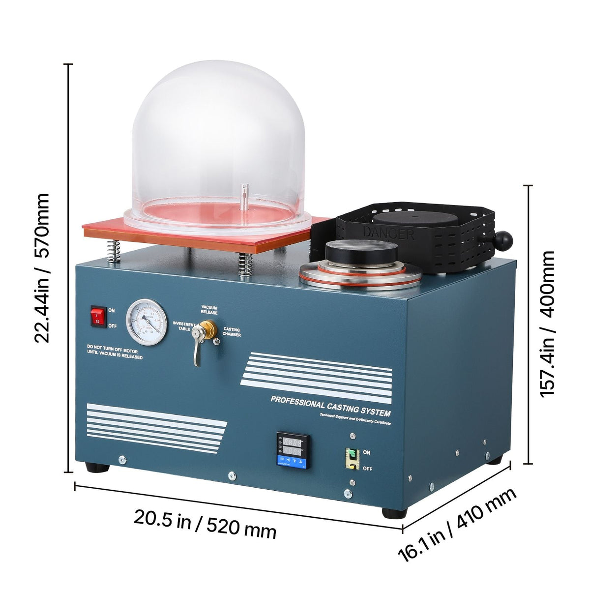 Vacuum Investing Casting Machine with Melting Furnace, Convenient Oil Injection Port, Precision Pressure Gauge, All-in-One Machine for Casting Jewelry and Melting Scrap, Silver, Gold, Copper