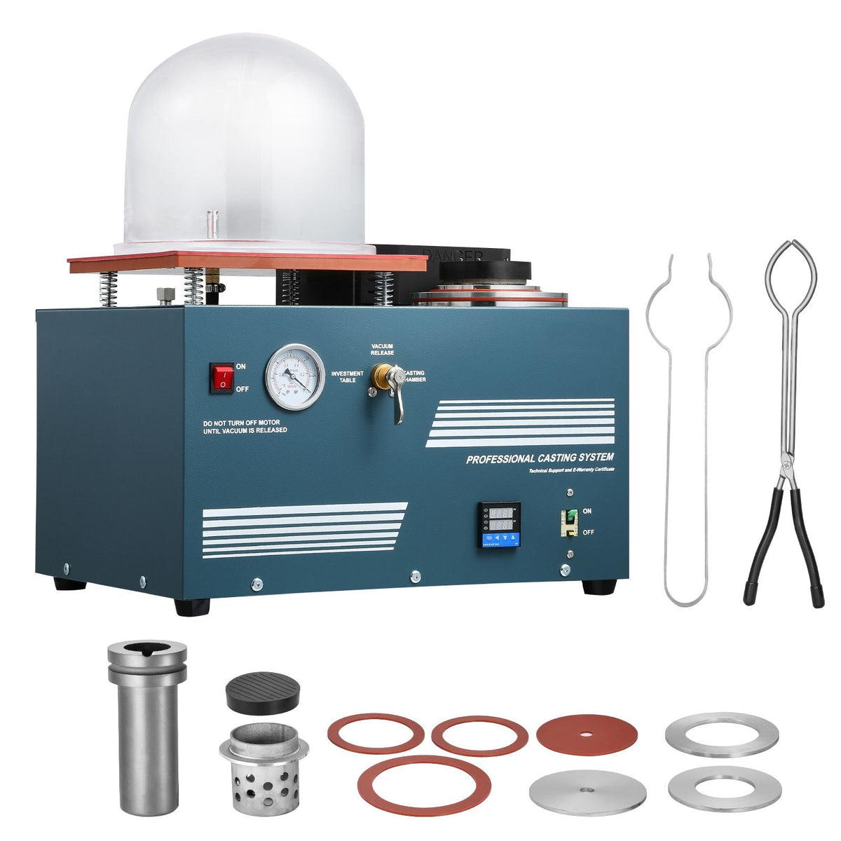 Vacuum Investing Casting Machine with Melting Furnace, Convenient Oil Injection Port, Precision Pressure Gauge, All-in-One Machine for Casting Jewelry and Melting Scrap, Silver, Gold, Copper