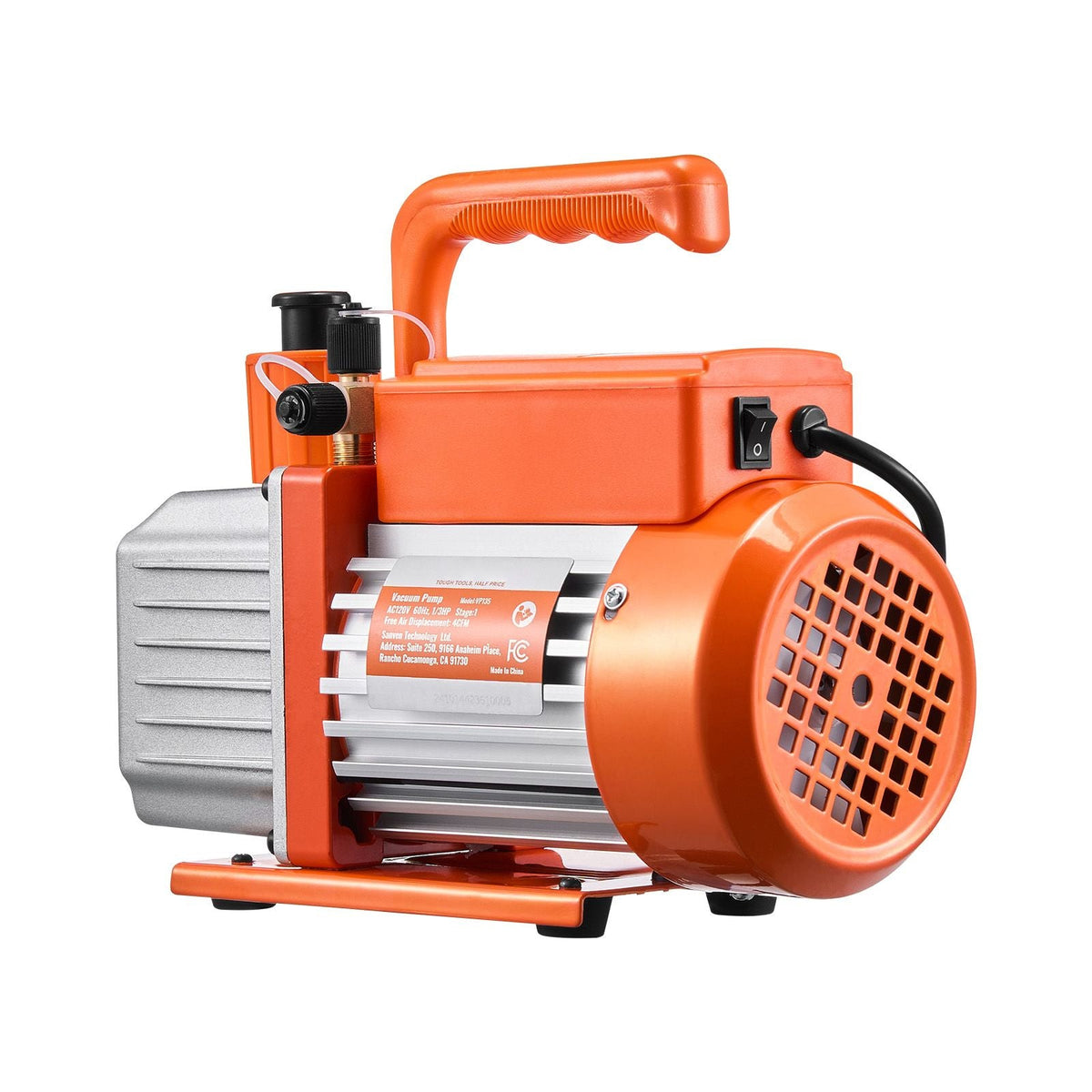 Vacuum Pump, 4 CFM, HVAC Single Stage Rotary Vane Vacuum Pump, for R134a R22 R410a Systems, Auto AC Vacuum Pump Kit with Oil Bottle, for Automotive Air Conditioner Maintenance Resin Degassing