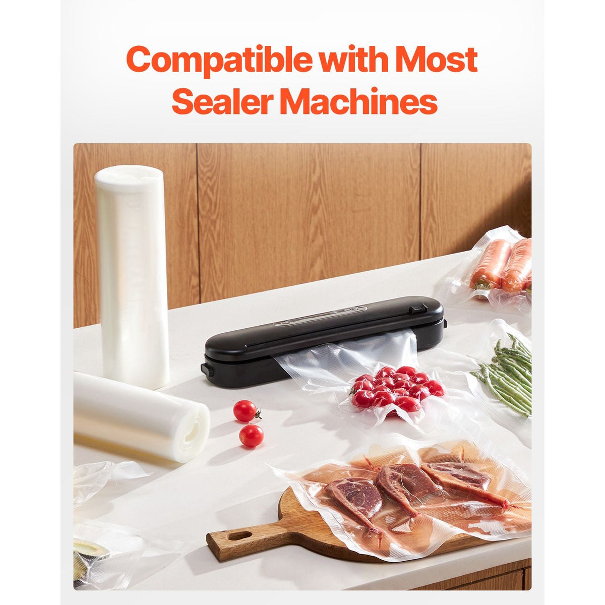 Vacuum Sealer Bags, 2 Rolls 11 In x 50 Ft, Non-BPA Food Grade Seal A Meal Bags, Customizable Freezer-friendly Vac Sealing Bag for Food Saver, Food Storage Vacuum Bags for Meal Prep or Sous Vide