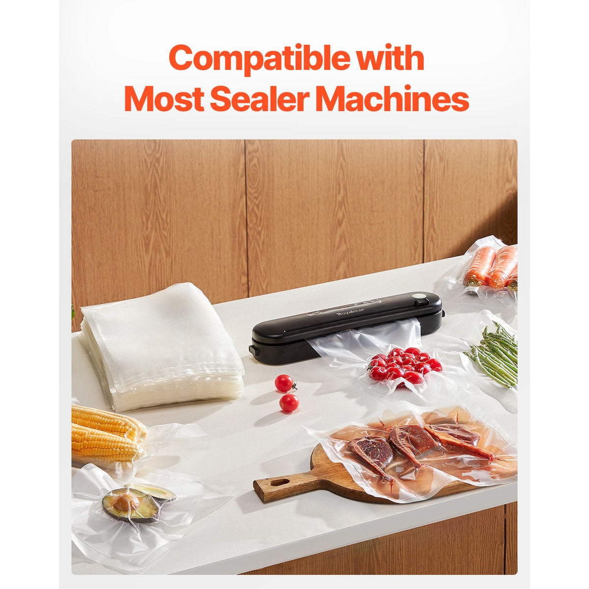 Vacuum Sealer Bags, 200 PCS 8 x 12 Inch Durable Seal Bags, Non-BPA Food Grade Seal A Meal Freezer Bags, Vac Sealing Bag for Food Saver, Ideal Food Storage Vacuum Bags for Meal Prep or Sous Vide