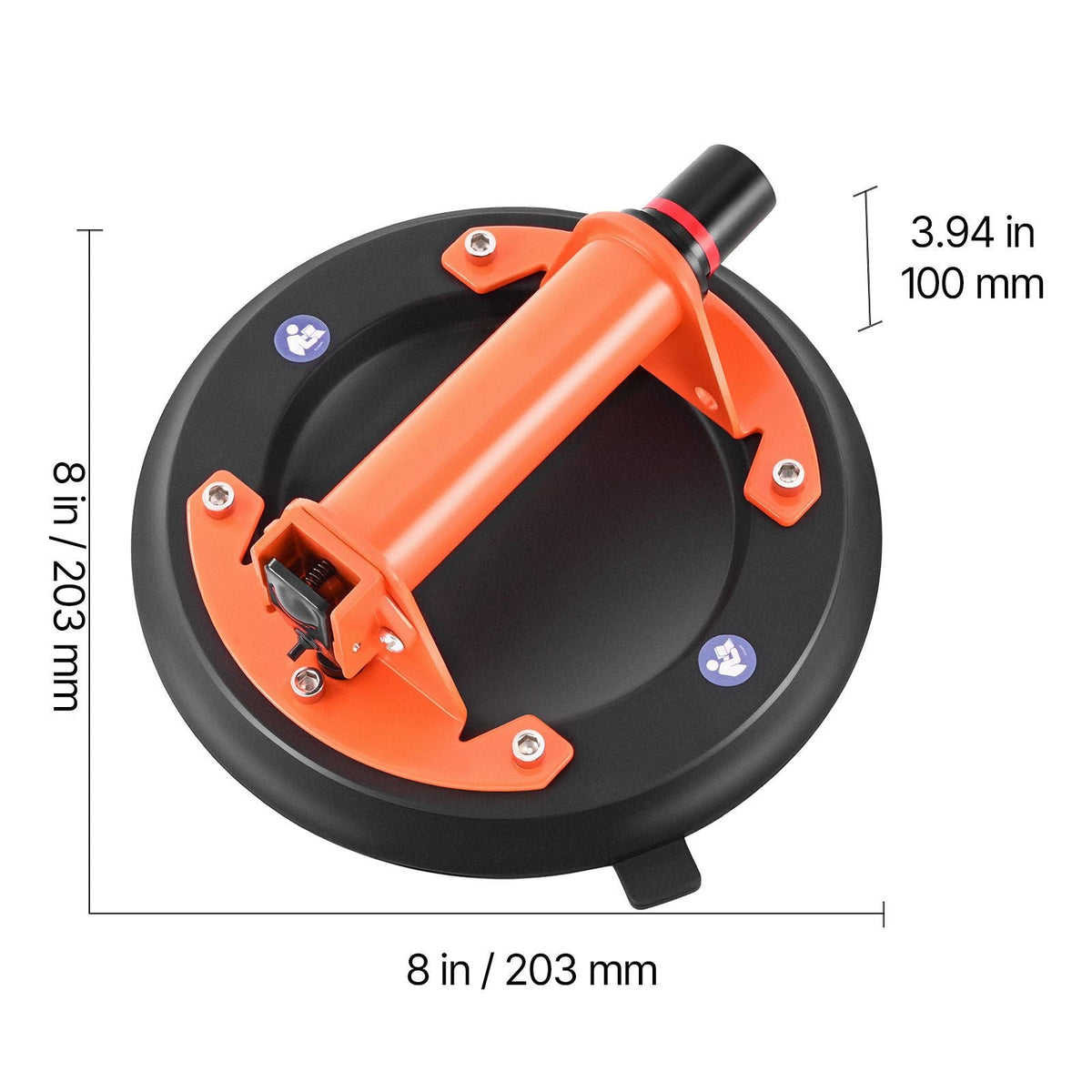 Vacuum Suction Cup, 8-Inch Vacuum Glass Lifter with Metal Handle, 429 lbs Max Lifting Capacity Tile Suction Cup Tool with Carrying Case for Lifting Large Tile, Granite, Drywall, Windows (2-Pack)