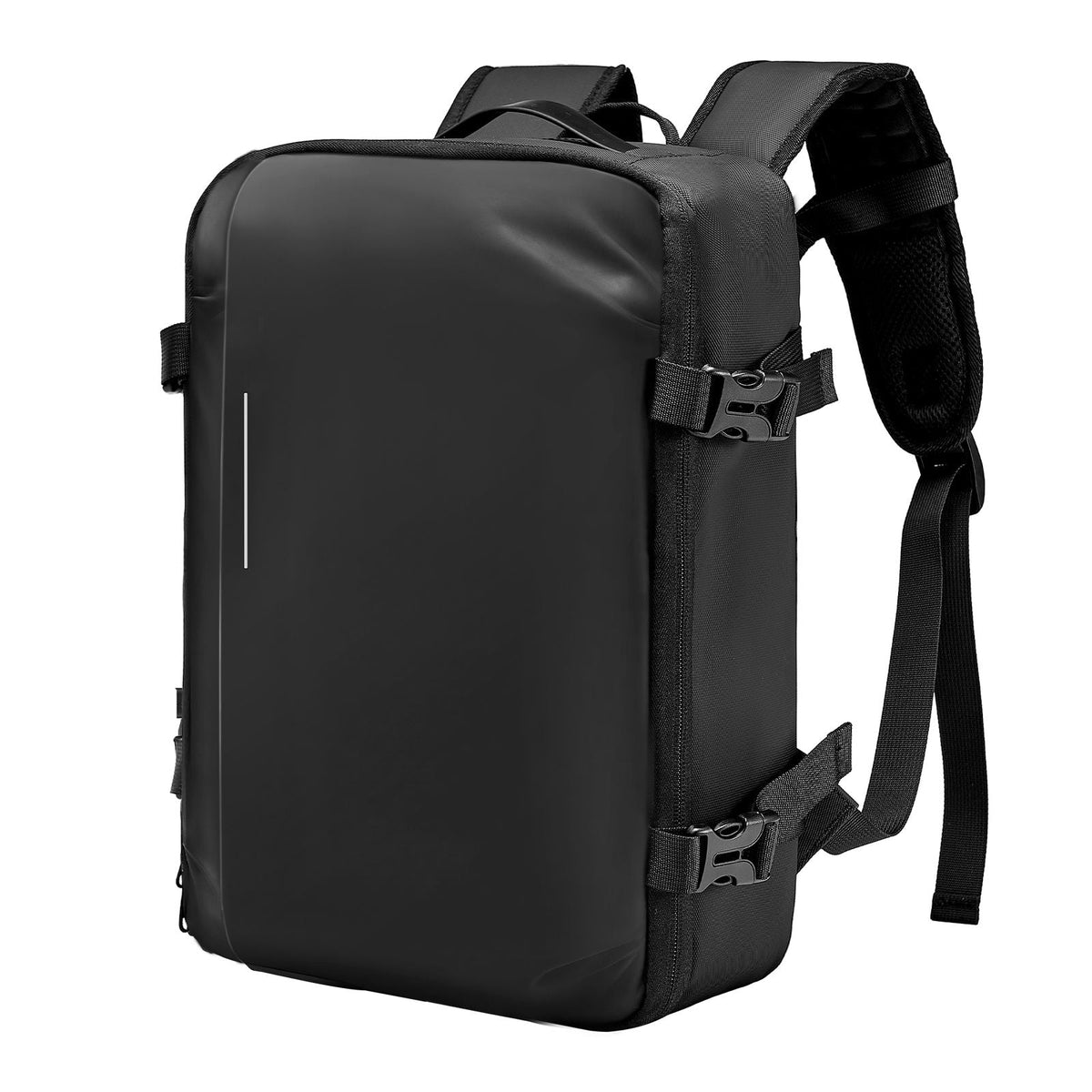 Vacuum Travel Backpack, 35L, Vacuum Seal Compression Travel Backpack with Air Pump, Multiple Pockets & Compartments, Water-Resistant Carry-On Suitcase Luggage, Casual Personal Item Bag, Black