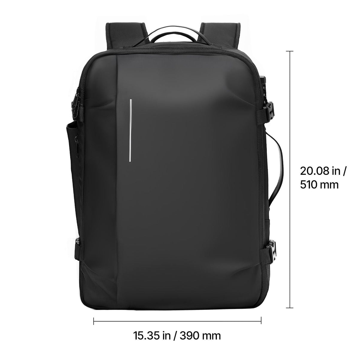 Vacuum Travel Backpack, 65L, Expandable Vacuum Seal Compression Travel Backpack with Pump, with TSA-Approved Lock, Airback Vacpack, Water-Resistant Carry-On Suitcase Luggage, for Business, Black