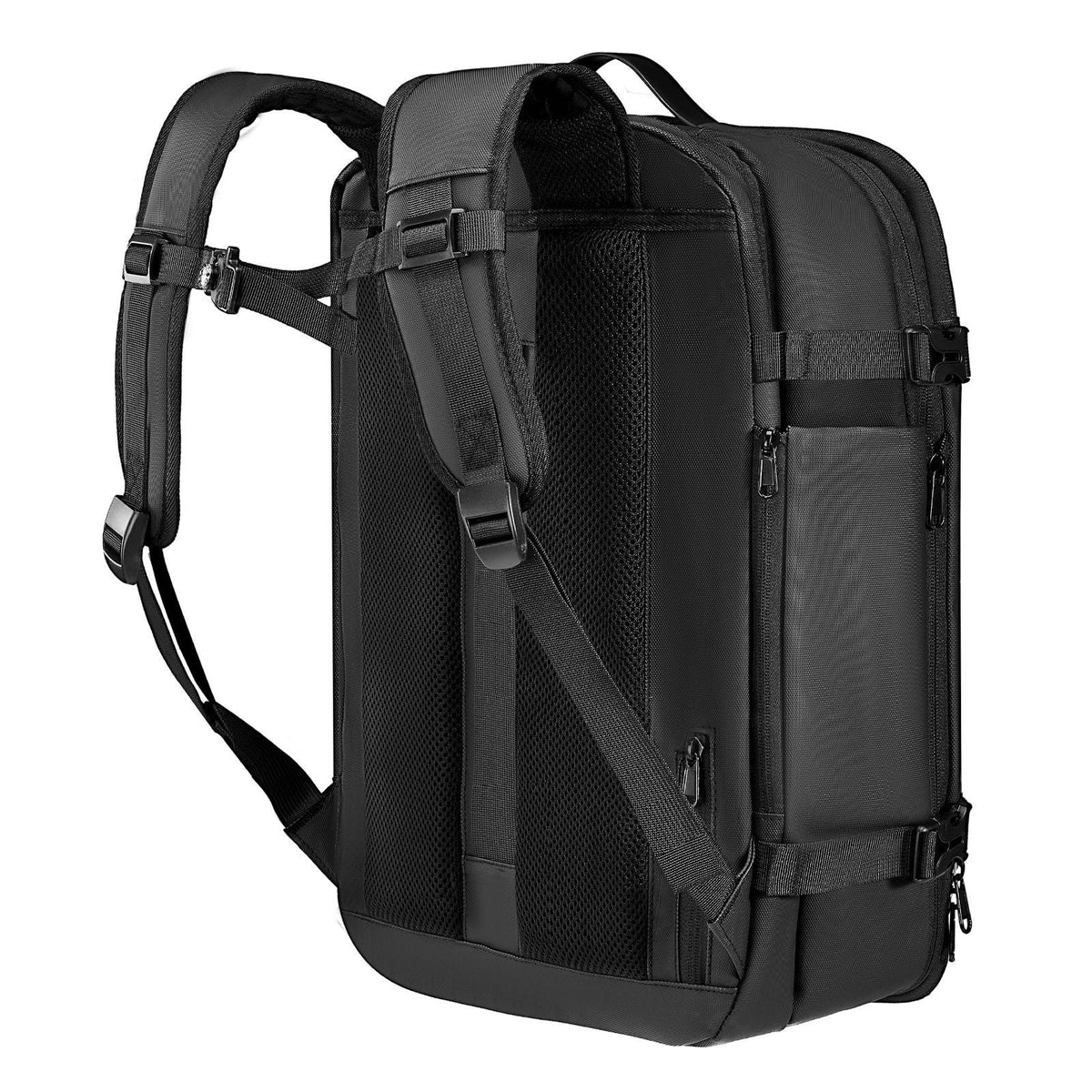 Vacuum Travel Backpack, 65L, Expandable Vacuum Seal Compression Travel Backpack with Pump, with TSA-Approved Lock, Airback Vacpack, Water-Resistant Carry-On Suitcase Luggage, for Business, Black