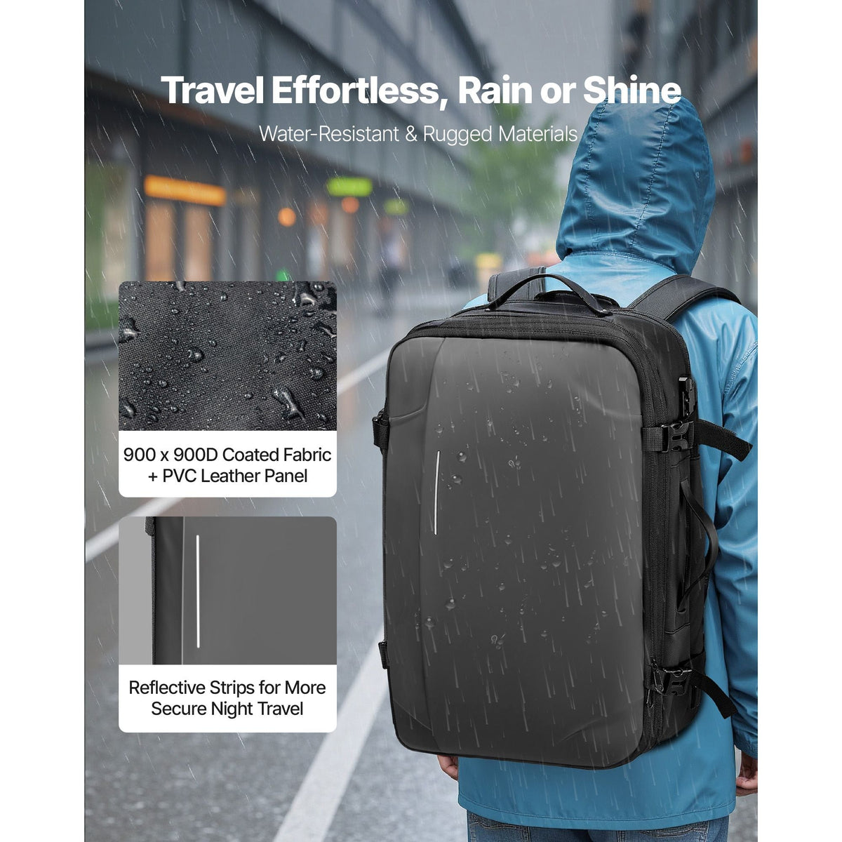 Vacuum Travel Backpack, 65L, Expandable Vacuum Seal Compression Travel Backpack with Pump, with TSA-Approved Lock, Airback Vacpack, Water-Resistant Carry-On Suitcase Luggage, for Business, Gray