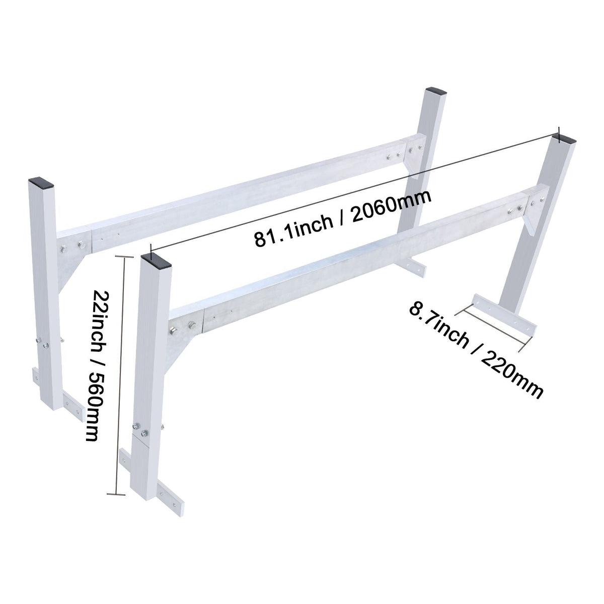 Van Roof Ladder Rack, 2 Bars Aluminum Alloy Roof Ladder Racks, 400 LBS Capacity Rain-Gutter Van Roof Rack, Adjustable Length 51.2" to 81.1", Van Ladder Rack for Van, Cargo, Trailer