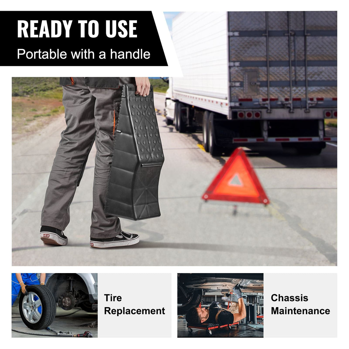 Vehicle Ramp, Single Unit Auto Service Ramp, 20000 lbs/9 ton Load Limit, 5.5" Elevation Auto Ramp, Robust Tire Ramp for Routine Car Care and Vehicle Upkeep