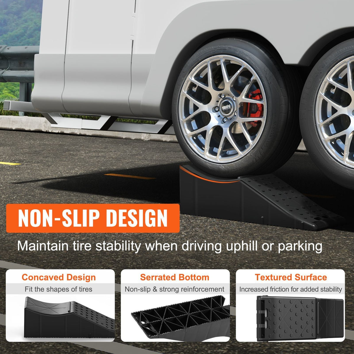 Vehicle Ramp, Single Unit Auto Service Ramp, 20000 lbs/9 ton Load Limit, 5.5" Elevation Auto Ramp, Robust Tire Ramp for Routine Car Care and Vehicle Upkeep