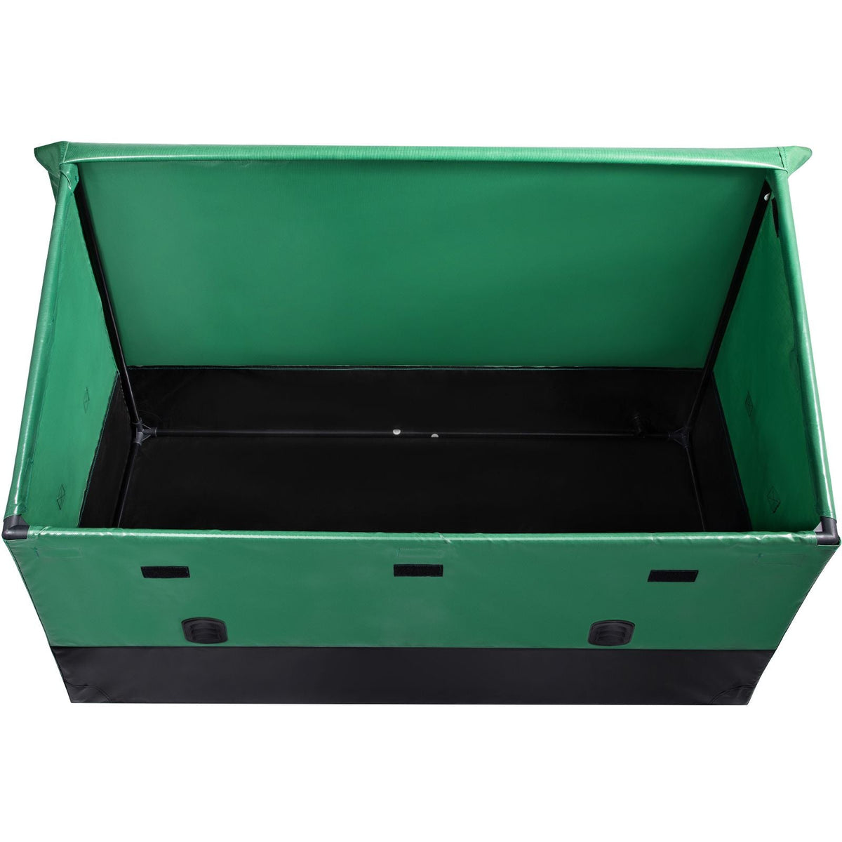 VEOVR Outdoor Storage Box, 150 Gallon Waterproof PE Tarpaulin Deck Box with Galvanized Frame, All-Weather Protection & Portable, for Camping, Garden, Poolside, and Yard, Brown & Blue