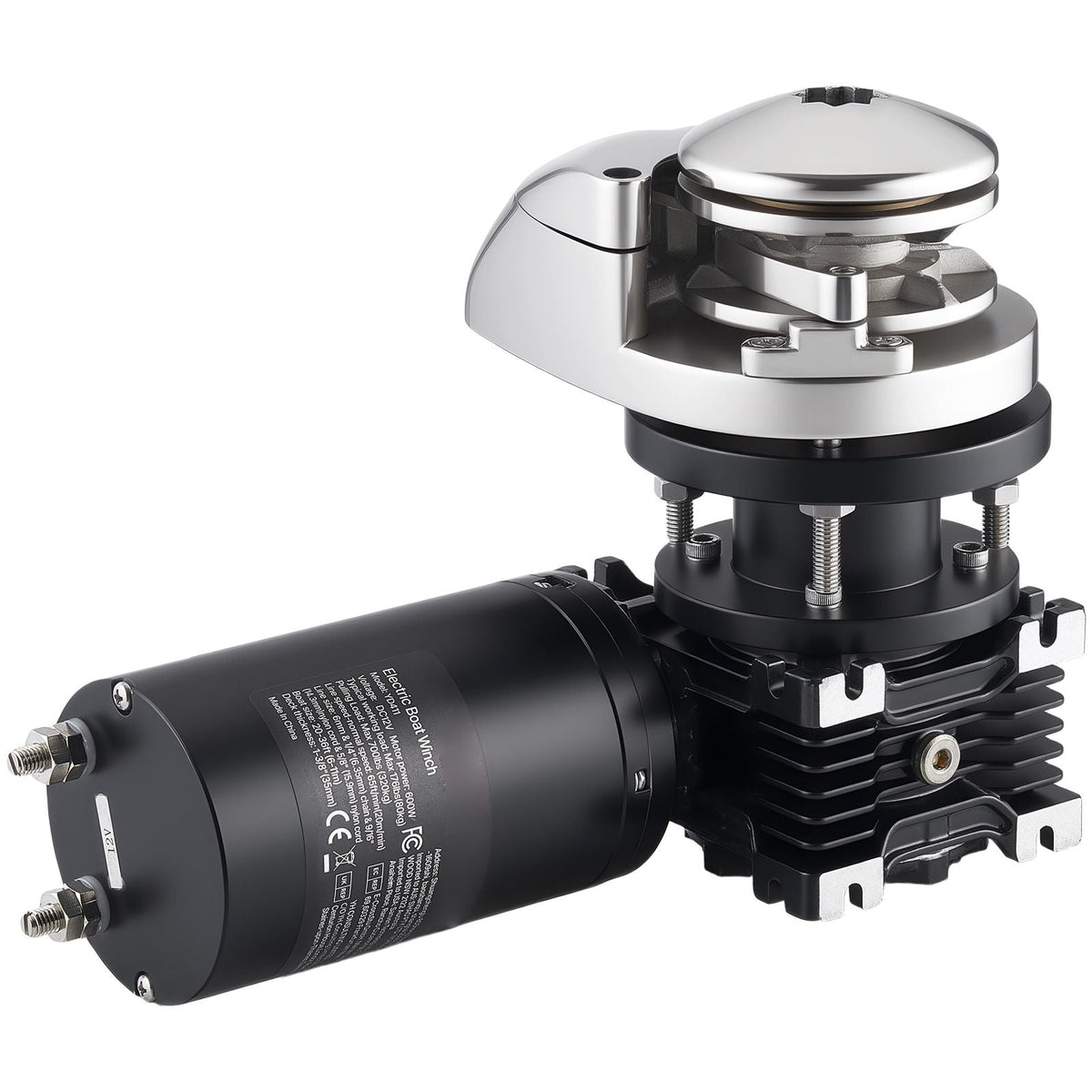 Vertical Fishing Windlass, 12V DC 1100W, Windlass Anchor Systems Fit for 1/4-Inch Chain or 9/16 & 5/8 Inch Nylon Rope, Max Pull 700 lbs, 316 Stainless Steel Construction, for Boats 20-36 ft