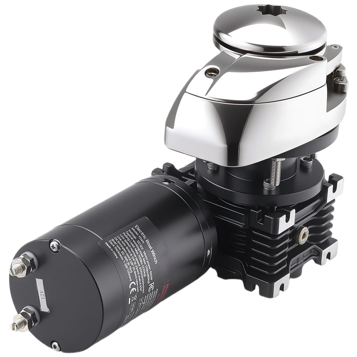Vertical Fishing Windlass, 12V DC 1100W, Windlass Anchor Systems Fit for 1/4-Inch Chain or 9/16 & 5/8 Inch Nylon Rope, Max Pull 700 lbs, 316 Stainless Steel Construction, for Boats 20-36 ft