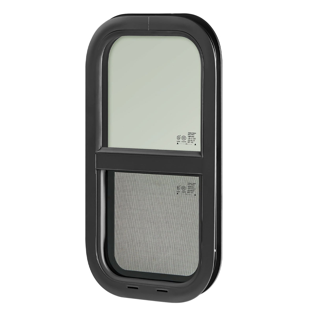 Vertical RV Window, 12" W x 22" H Tinted Sliding RV Window with Net Screen & Trim Ring, Fit 15/16" - 1 3/4" Thickness Wall, RV Window Replacement for Teardrop Cargo Trailer Camper, DOT Approved