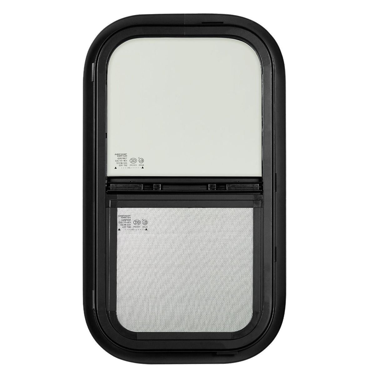 Vertical RV Window, 12" W x 22" H Tinted Sliding RV Window with Net Screen & Trim Ring, Fit 15/16" - 1 3/4" Thickness Wall, RV Window Replacement for Teardrop Cargo Trailer Camper, DOT Approved