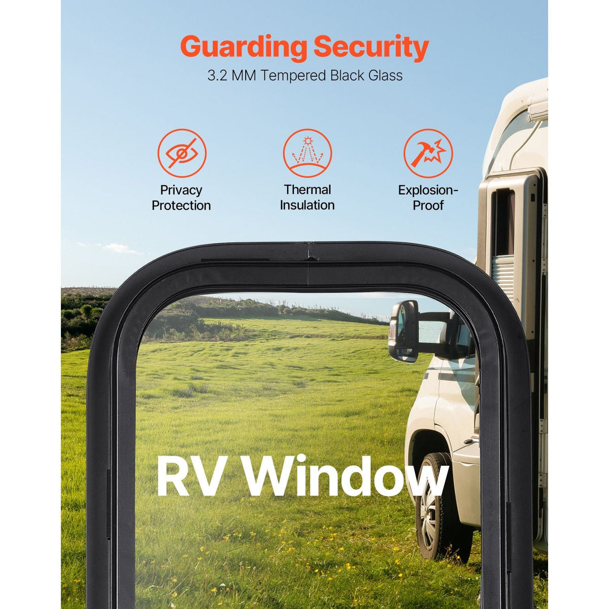 Vertical RV Window, 12" W x 24" H Tinted Sliding RV Window with Net Screen & Trim Ring, Fit 15/16" - 1 3/4" Thickness Wall, RV Window Replacement for Teardrop Cargo Trailer Camper, DOT Approved