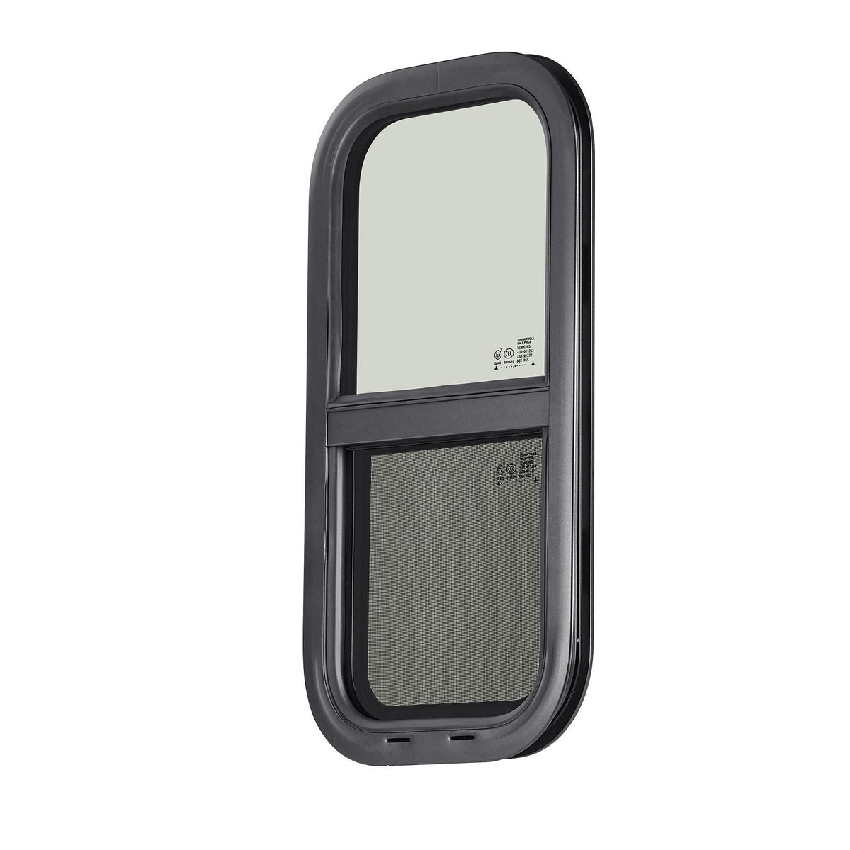 Vertical RV Window, 12" W x 24" H Tinted Sliding RV Window with Net Screen & Trim Ring, Fit 15/16" - 1 3/4" Thickness Wall, RV Window Replacement for Teardrop Cargo Trailer Camper, DOT Approved