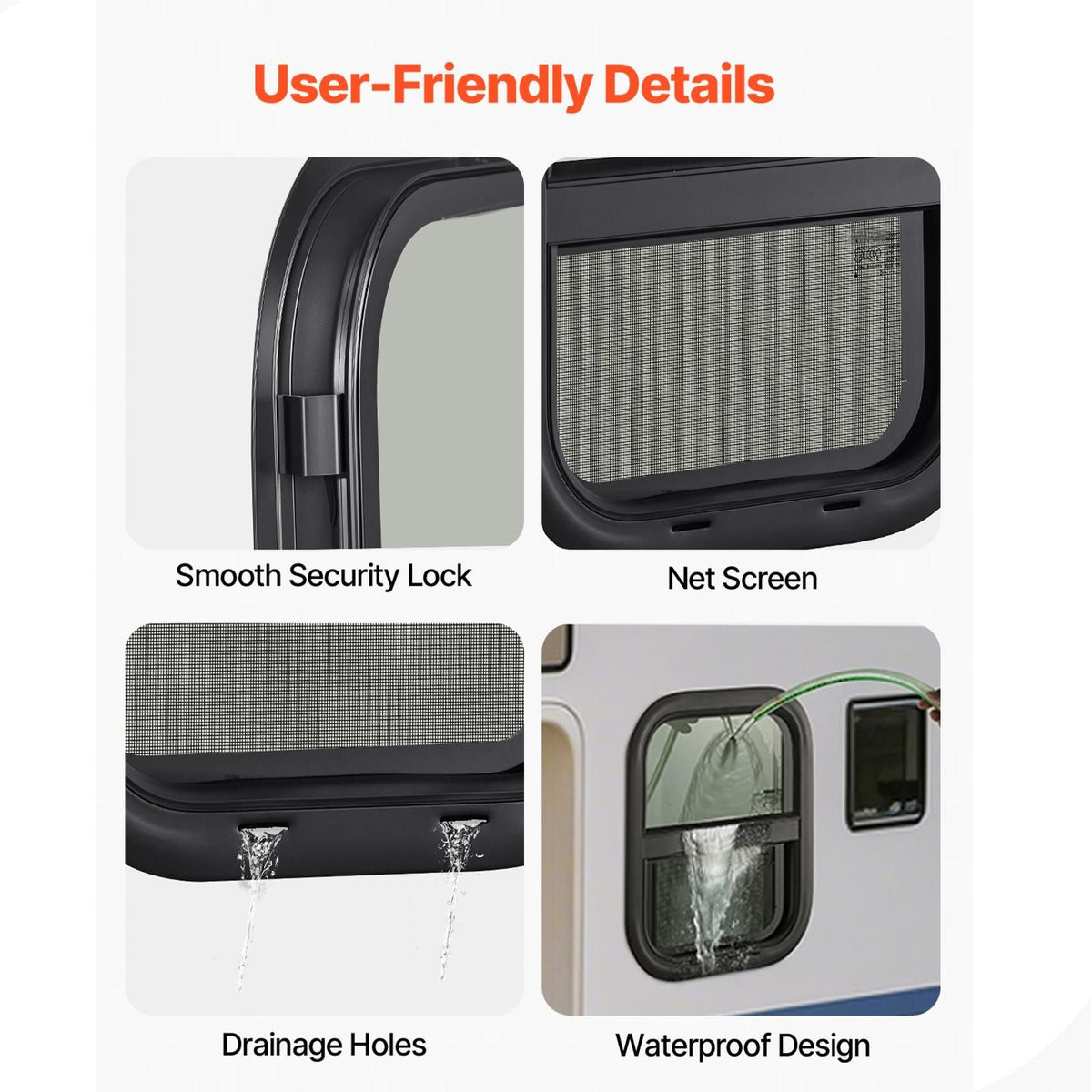 Vertical RV Window, 14" W x 16" H Tinted Sliding RV Window with Net Screen & Trim Ring, Fit 15/16" - 1 3/4" Thickness Wall, RV Window Replacement for Teardrop Cargo Trailer Camper, DOT Approved