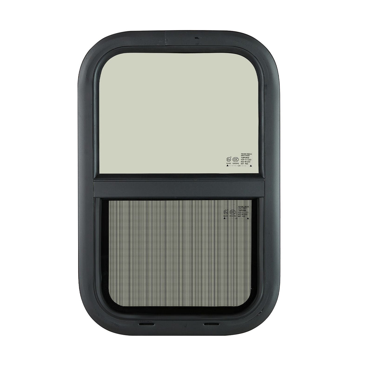 Vertical RV Window, 14" W x 22" H Tinted Sliding RV Window with Net Screen & Trim Ring, Fit 15/16" - 1 3/4" Thickness Wall, RV Window Replacement for Teardrop Cargo Trailer Camper, DOT Approved