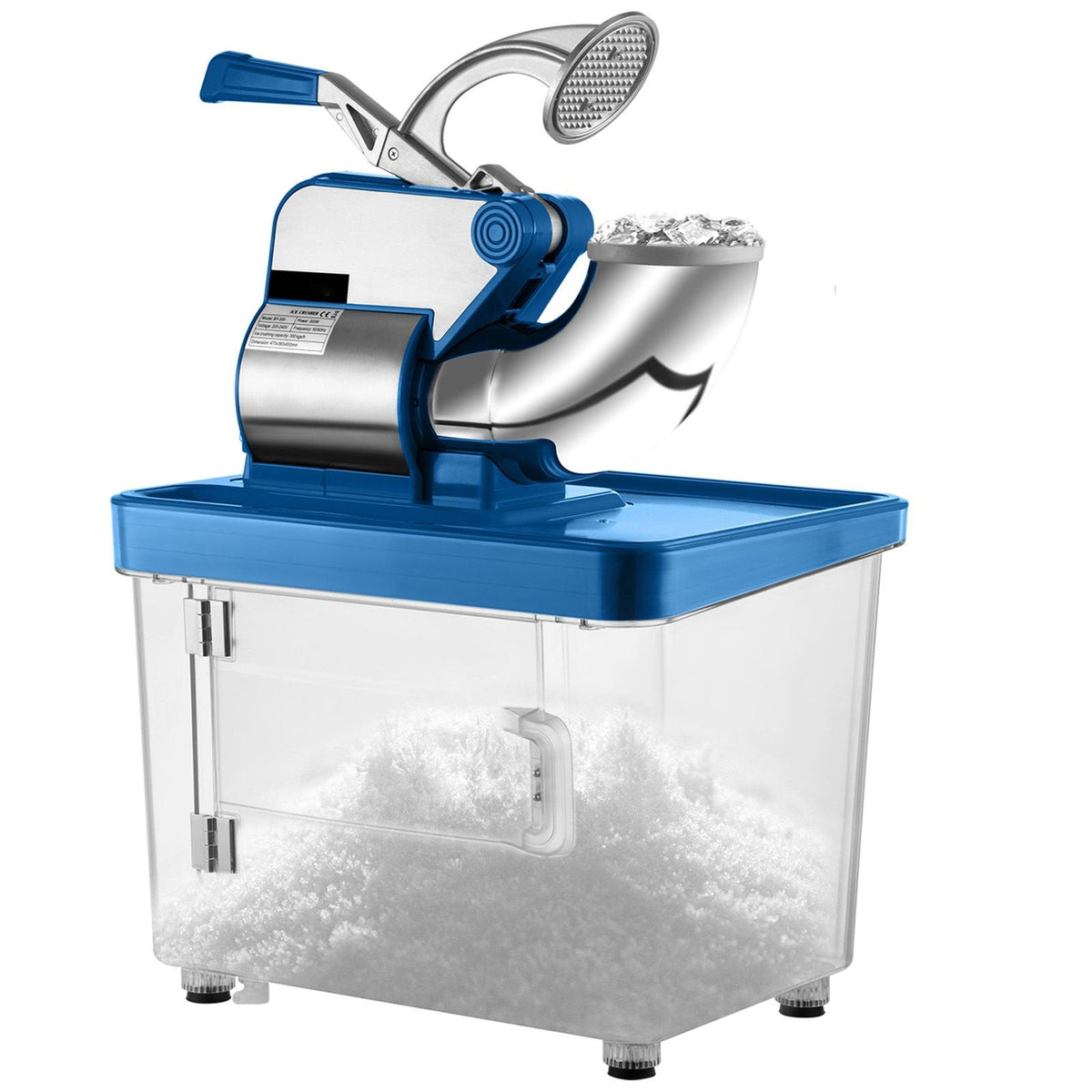 VEVO 110V Commercial Electric Ice Shaver 440lbs/h, Snow Cone Machine with Dual Blades, Stainless Steel Shaved Ice Machine for School, Church, Restaurants Bars