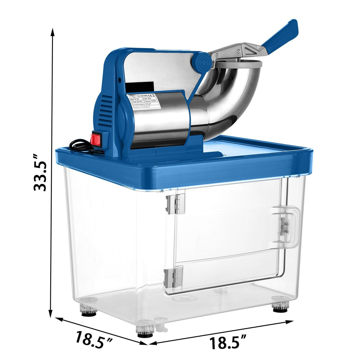 VEVO 110V Commercial Electric Ice Shaver 440lbs/h, Snow Cone Machine with Dual Blades, Stainless Steel Shaved Ice Machine for School, Church, Restaurants Bars