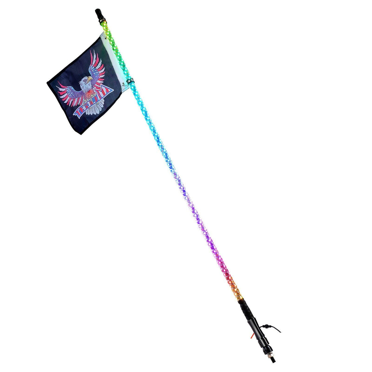 1 PC 4 FT Whip Light, APP & RF Remote Control Led Whip Light, Waterproof 360° Spiral RGB Chasing Lighted Whips with 2 Flags, for UTVs, ATVs, Motorcycles, RZR, Can-am, Trucks, Off-road, Go-karts