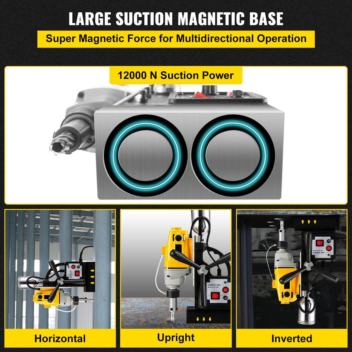 1100W Magnetic Drill Press with 1-1/2 Inch (40mm) Boring Diameter MD40 Magnetic Drill Press Machine 2810 LBS Magnetic Force Magnetic Drilling System 670 RPM with 11 Pcs HSS Annular Cutter Kit