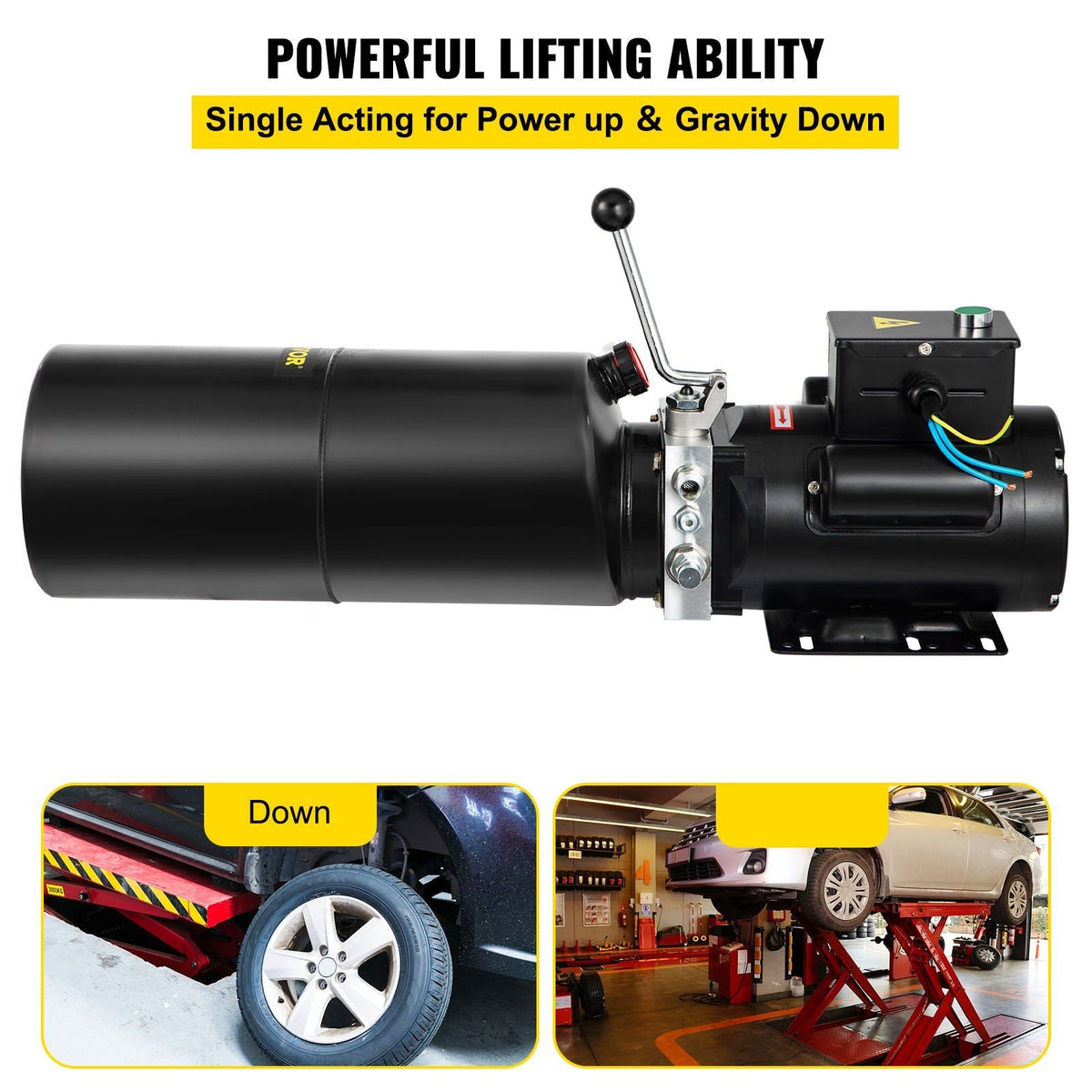 110V 2.64 Gallon Hydraulic Power Unit Automotive Hydraulic Pump Dump Trailer Vehicle Mounted Lifter Auto Shop Repair Car Lift Power Unit for Two and Four Post Lift Auto Hoist
