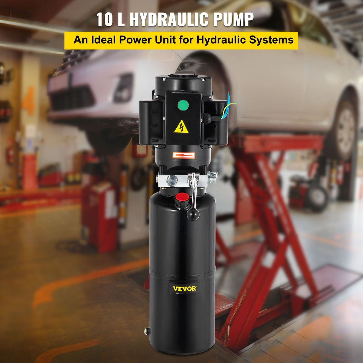110V 2.64 Gallon Hydraulic Power Unit Automotive Hydraulic Pump Dump Trailer Vehicle Mounted Lifter Auto Shop Repair Car Lift Power Unit for Two and Four Post Lift Auto Hoist