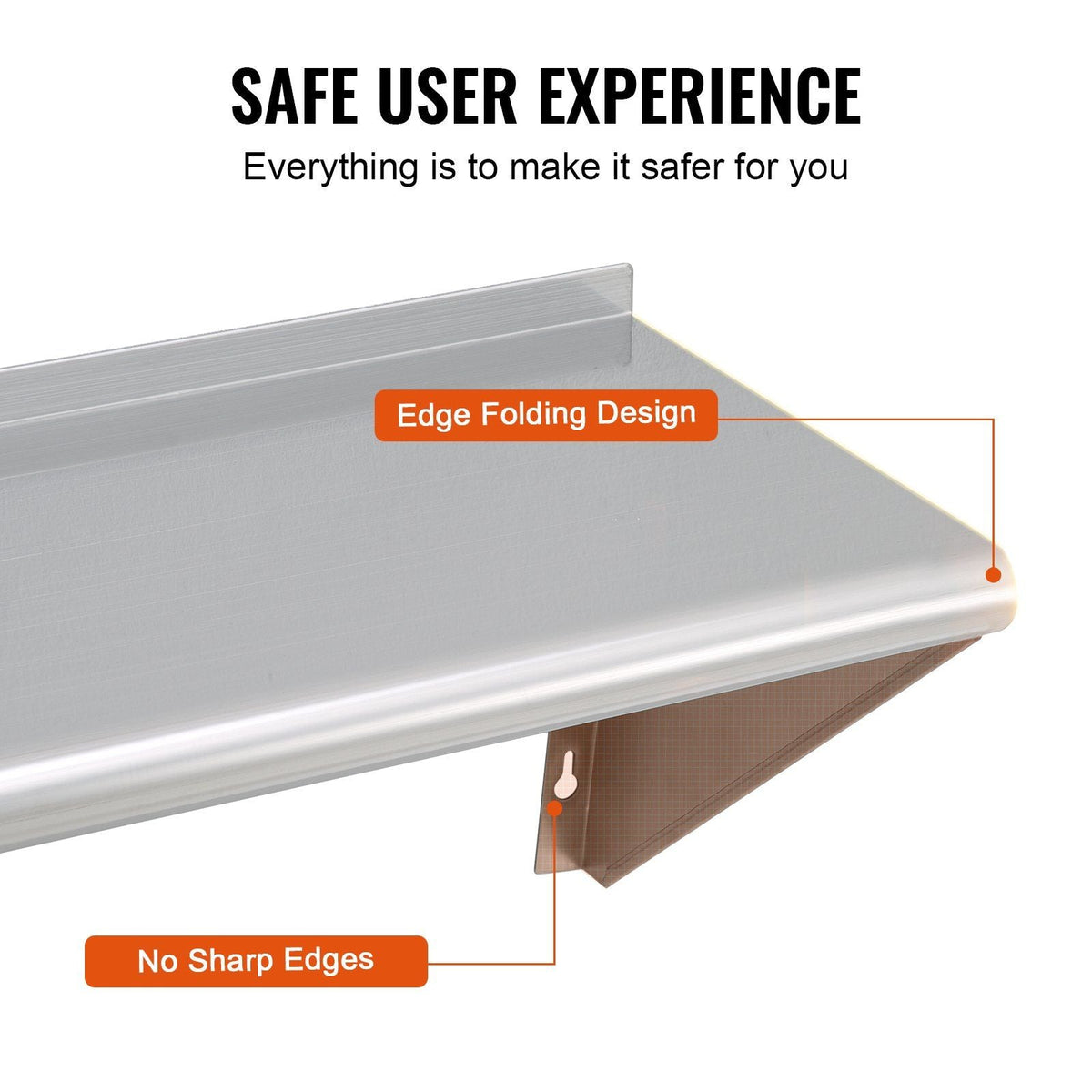12" x 48" Stainless Steel Shelf, Wall Mounted Floating Shelving with Brackets, 280 lbs Load Capacity Commercial Shelves, Heavy Duty Storage Rack for Restaurant, Kitchen, Bar, Home, and Hotel