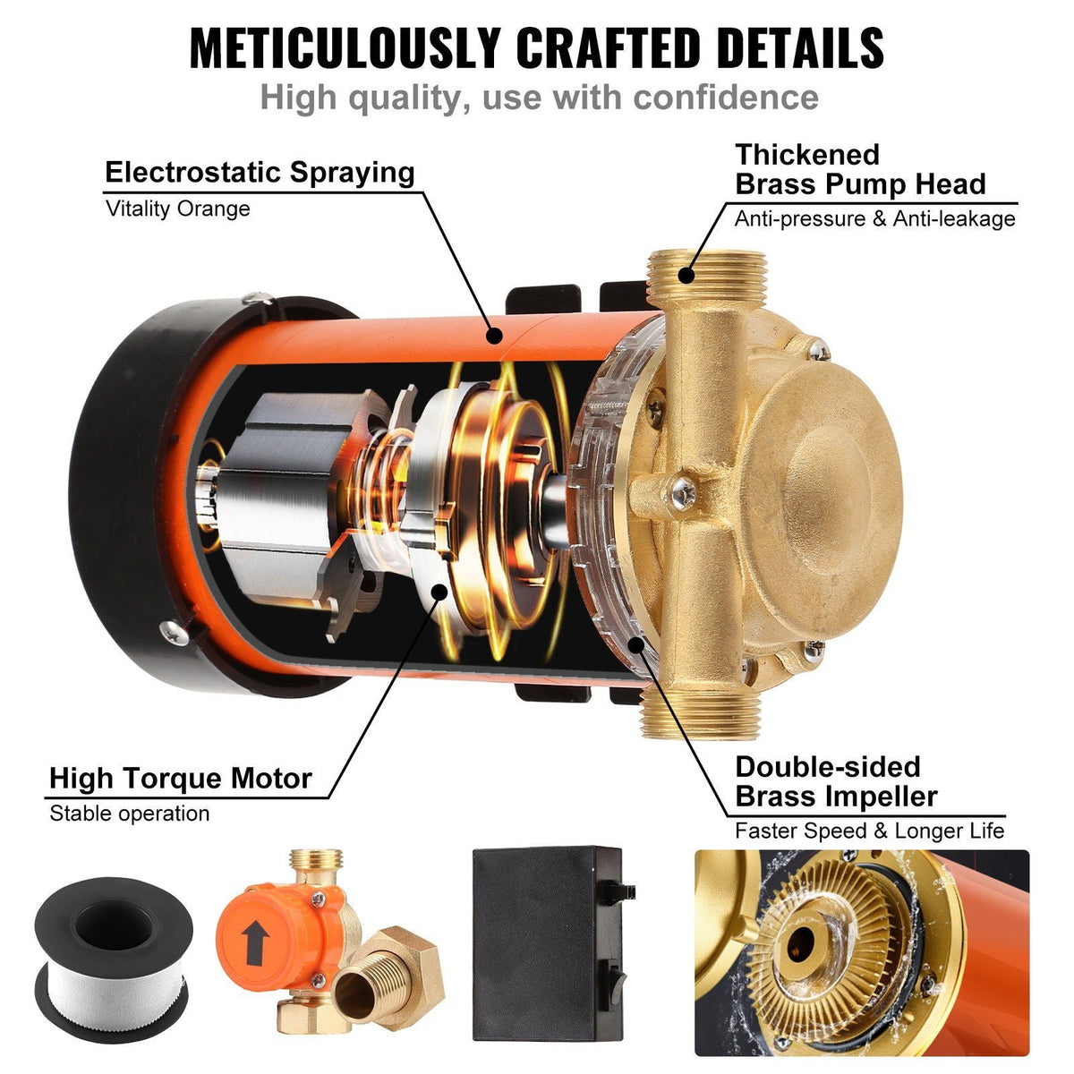 120W Water Pressure Booster Pump, 110V AC,396 GPH 21.75 PSI Household Home Automatic Pressure Booster Pump, Max Flow 25 L/min Shower Booster Pump with Water Flow Switch, for Whole House Shower