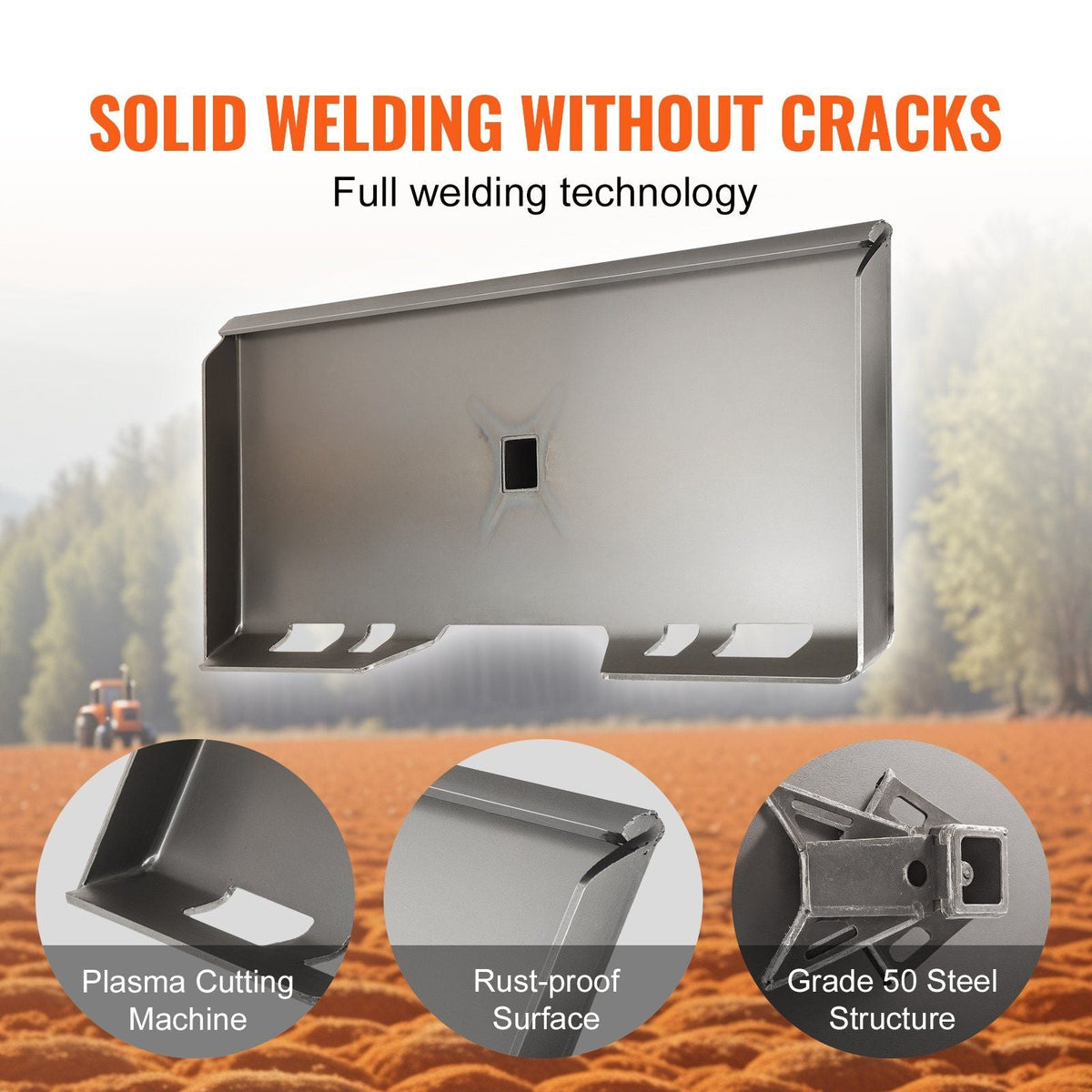 1/4" Skid Steer Attachment Plate, Skid Steer Mount Plate, Quick Attachment Loader Plate, with 2.28" Hitch Receiver, Compatible with Deere, Kubota, Bobcat, Mahindra Skid Steers and Tractors