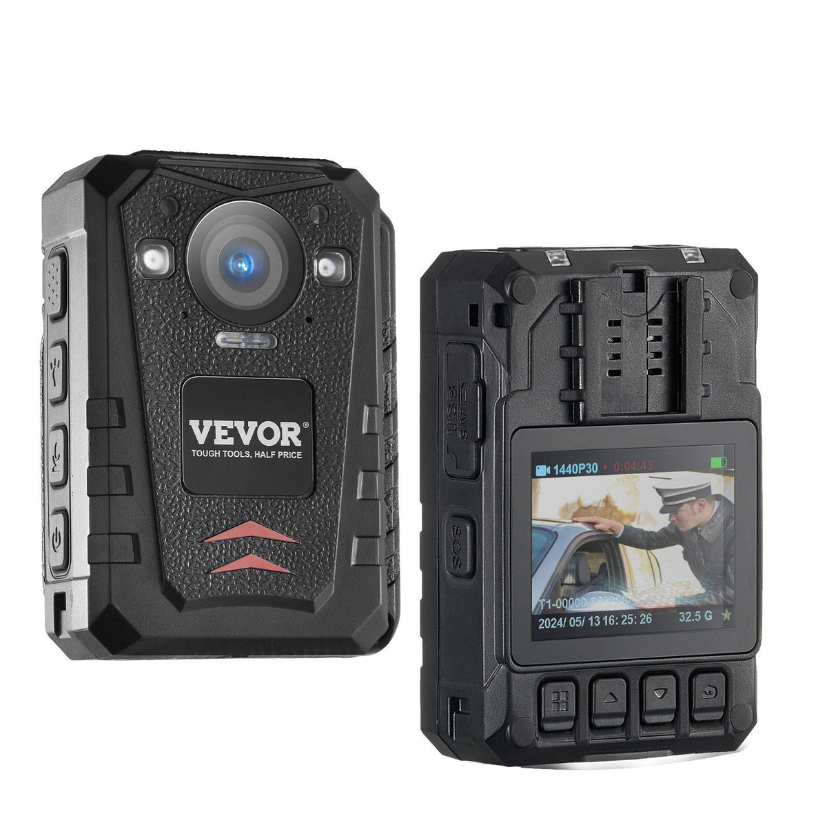 1440P HD Police Body Camera, 64GB Body Cam with Audio Video Recording Picture, Built-in 3500 mAh Battery, 2.0" LCD, Infrared Night Vision, Waterproof GPS Personal Body Cam for Law Enforcement