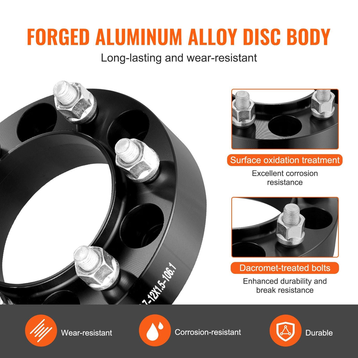 1.5" 6"x5.5" Wheel Spacers Wheel Adapters 6 Lug Forged Spacer 4 PCS Black