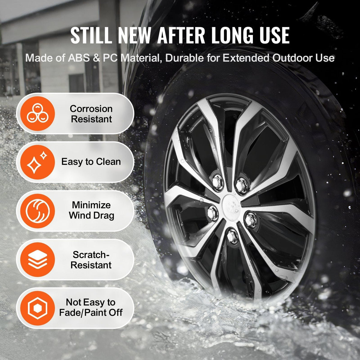 16" Wheel Rim Cover Hubcaps Set of 4 Sturdy Hubcap for All Weather Use