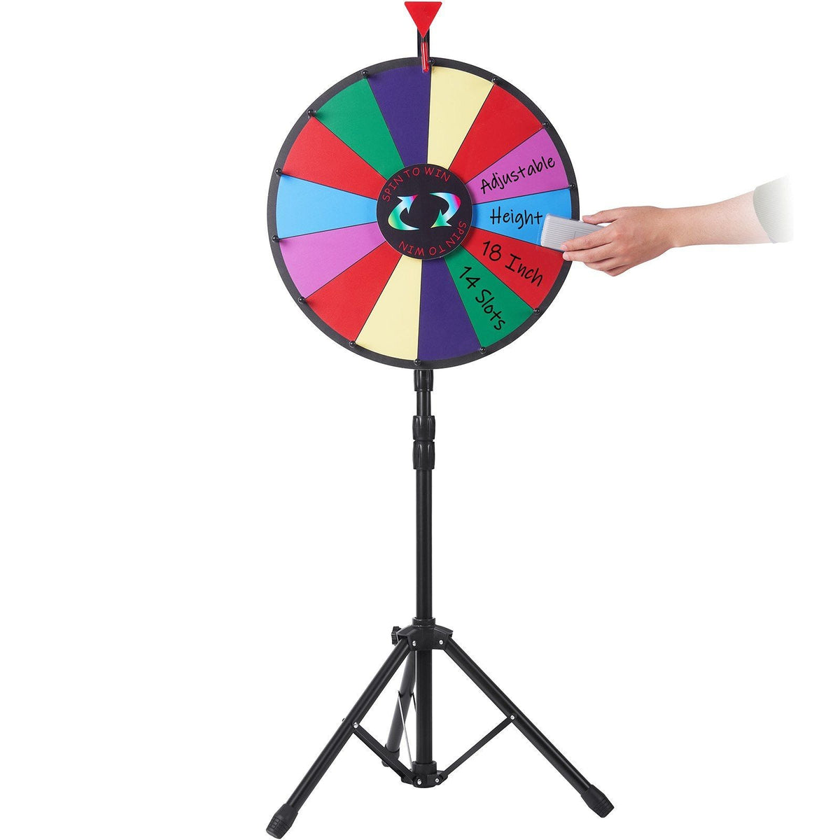 18 inch Spinning Prize Wheel, 14 Slots Spinning Wheel with Height Adjustable Stand, Roulette Wheel with a Dry Erase, and a Storage Bag, Win Fortune Spin Games in Party Pub Trade Show Carnival