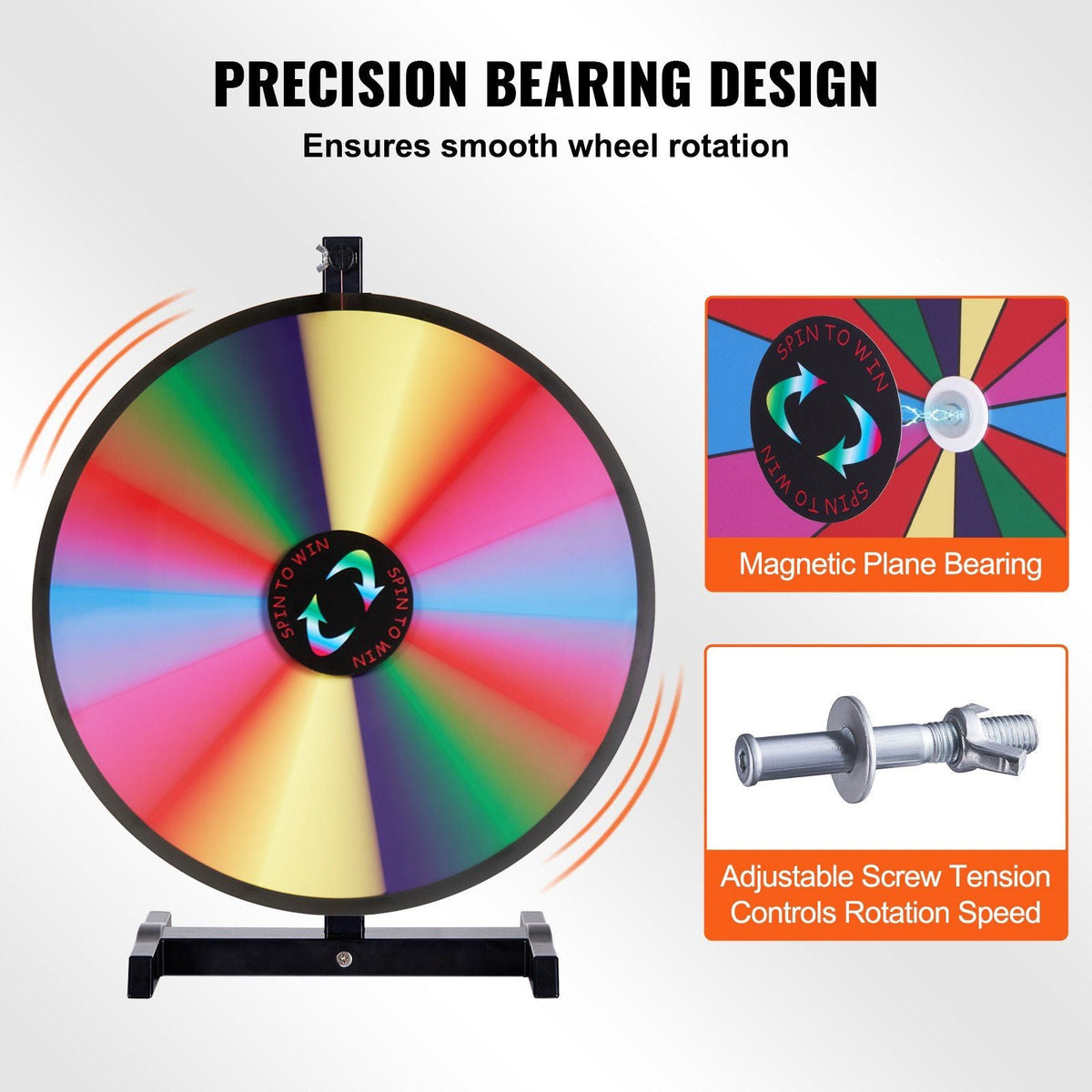 18 inch Spinning Prize Wheel, 14 Slots Tabletop Spinner, Heavy Duty Roulette Wheel with a Dry Erase and 2 Markers, Win Fortune Spin Games in Party Pub Trade Show Carnival