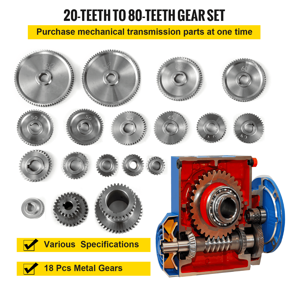 18pcs/Set CJ0618 Lathe Mini Lathe Gears Metal Cutting Machine Gears Lathe Gears Metal Exchange Gear (18pcs/Set)