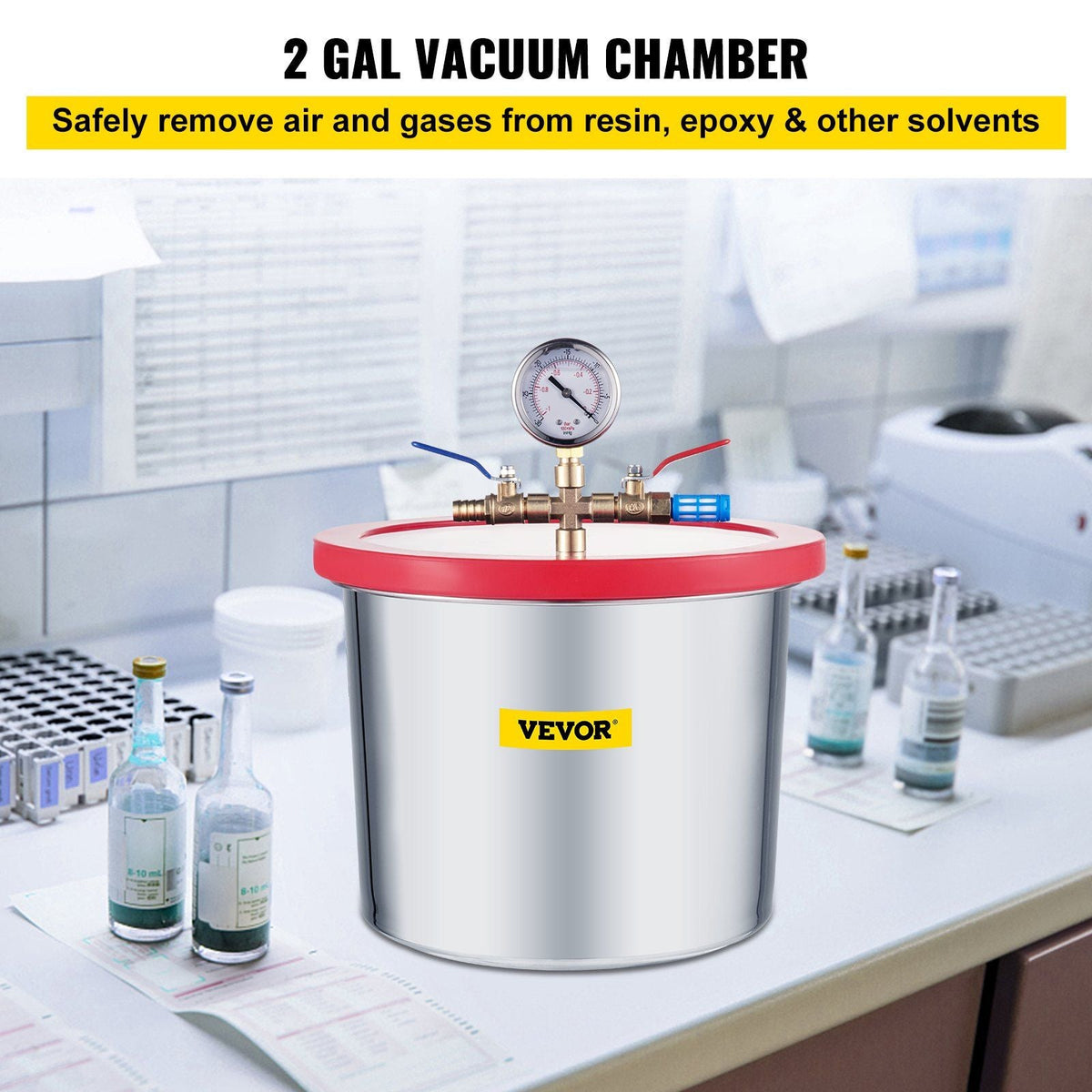 2 Gallon Vacuum Chamber kit Stainless Steel Degassing Chamber 7.5L Vacuum Degassing Chamber kit for Degassing Urethanes Silicones Epoxies and Resins
