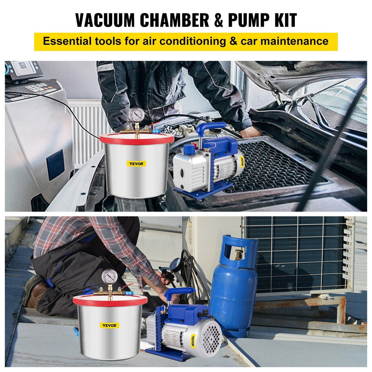 2 Gallon Vacuum Chamber With 5CFM Single-Pole Vacuum Pump, Acylic Lid Easy to Observe, Suitable For Silica and Resin, Not For Corrosive Chemicals