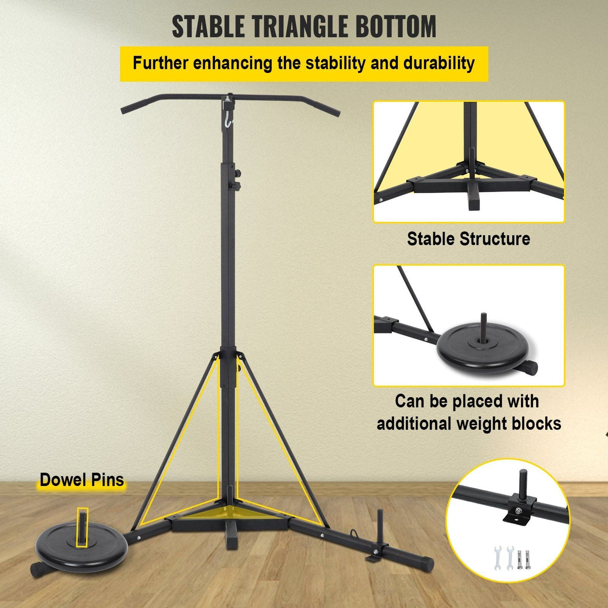 2 in 1 Heavy Bag Stand, Height Adjustable Punching Bag Stand, Foldable Boxing Bag Stand Steel Sandbag Rack Freestanding Up to 132 lbs for Home and Gym Fitness.