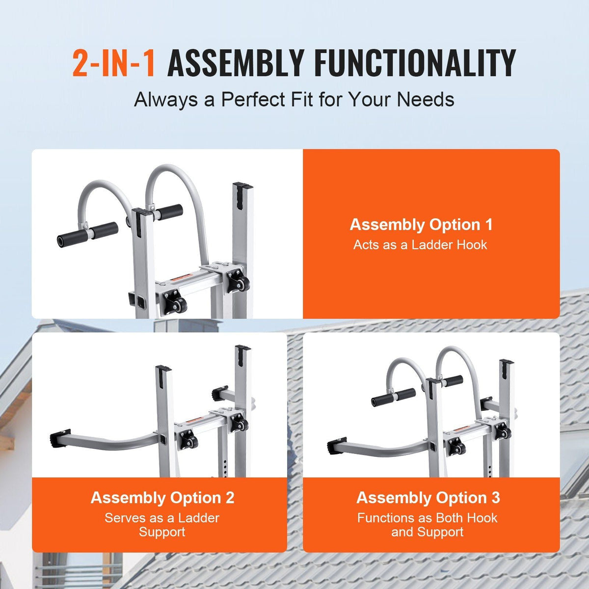 2 in 1 Ladder Stabilizer Extension Wall Standoff Hook Roof Ridge