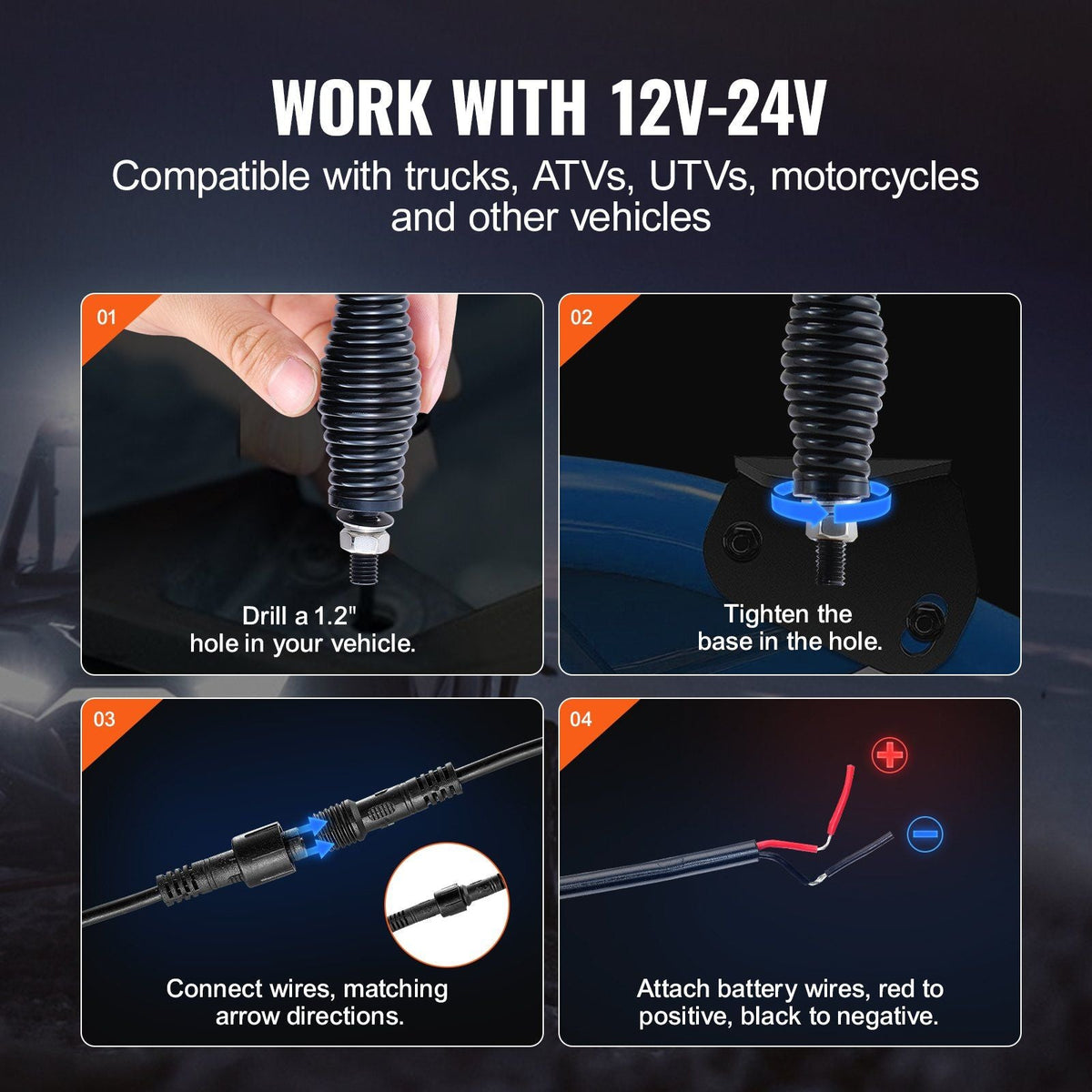 2 PCS 3 FT Whip Light with Spring Base, Led Whip Light with APP & Remote Control, Waterproof 360° Spiral RGB Chasing Lighted Whips with 2 Flags, for UTVs, ATVs, Motorcycles, RZR, Can-am, Go-kart