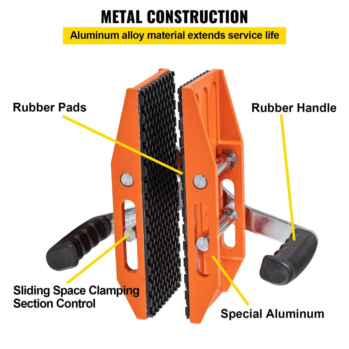 2 PCS Double Handed Stone Carrying Clamps, 2.36 inch (60mm) Granite Lifting Tools with Slip-proof Rubber Pads, 550 lbs Loading Capacity for Moving Marble, Glass, Slabs and Plywood