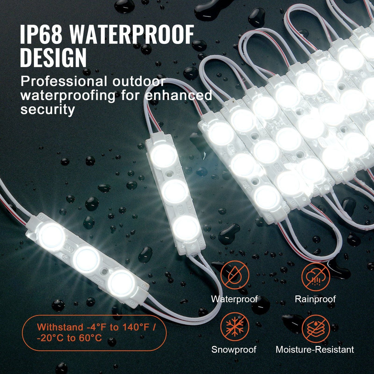 200PCS LED Storefront Lights, 103 ft DC 12V, LED Module Lights, 2835 SMD 3-LED 1.5W Window Lights with Tape Adhesive Backside, for Business Store Window Advertising Letter Signs, IP68 Waterproof