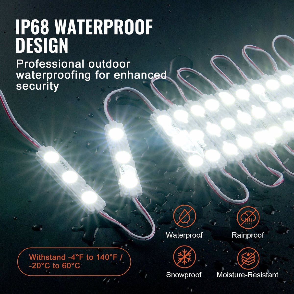200PCS LED Storefront Lights, 108 ft DC 12V, LED Module Lights, 5730 SMD 3-LED 1.5W Window Lights with Tape Adhesive Backside, for Business Store Window Advertising Letter Signs, IP68 Waterproof