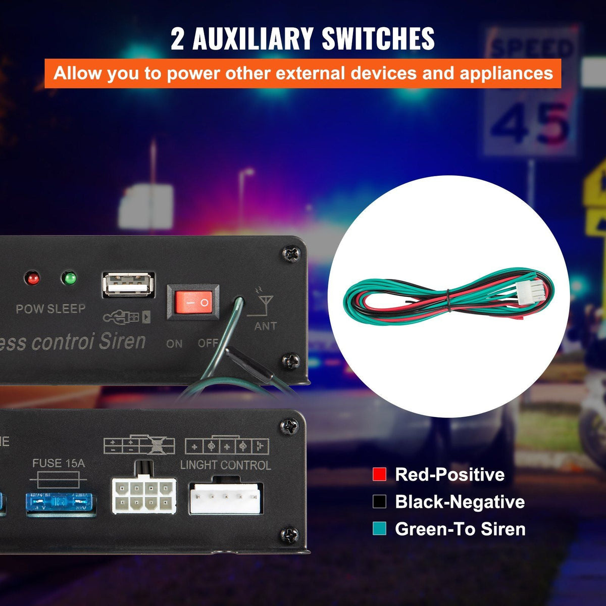 200W 8 Sound Loud Car Warning, Police Fire Emergency Alarm Fire Siren, 1 Horn PA Speaker MIC System Vehicle Siren
