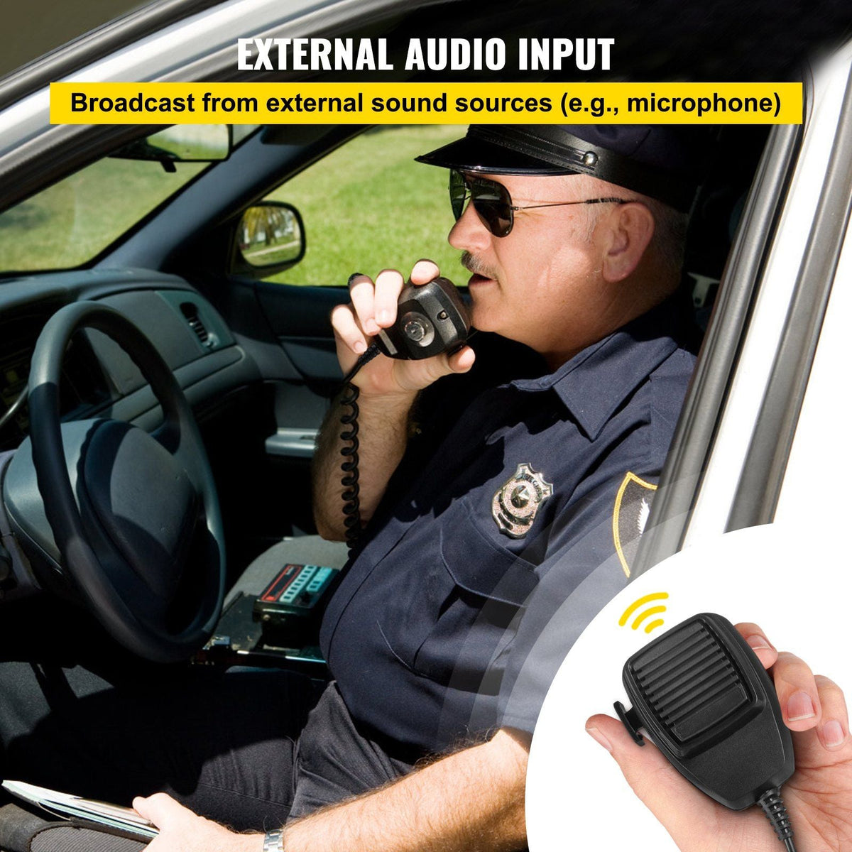 200W Siren Bundle 8 Tones Emergency Warning Siren with PA Speaker MIC System Vehicle Siren Box Fit for Police, Ambulance, Fire Fighting and Engineer Vehicles