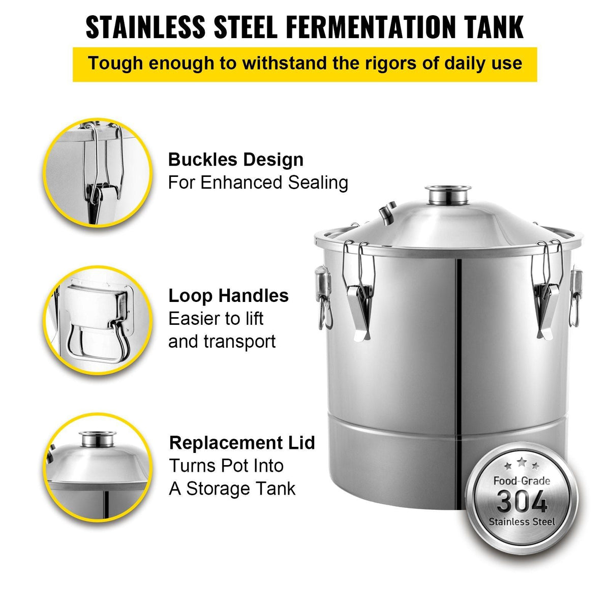 20L 5.3Gal Water Alcohol Distiller 304 Stainless Steel Alcohol Still Wine Making Boiler Home Kit with Thermometer for Whiskey Brandy Essential, Sliver