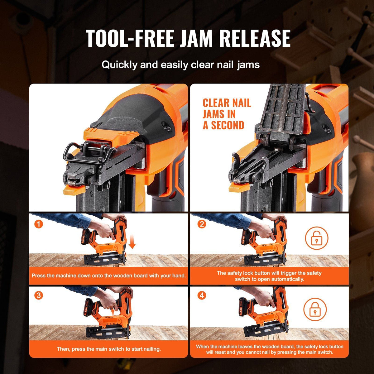 20V Cordless Finish Nailer, Cordless Brad Nailer Kit with 16Ga Nails, Battery and Charger, Tool-free Jam Release Battery Powered Framing Nail Gun, Nail Gun for Upholstery and Home Improvement