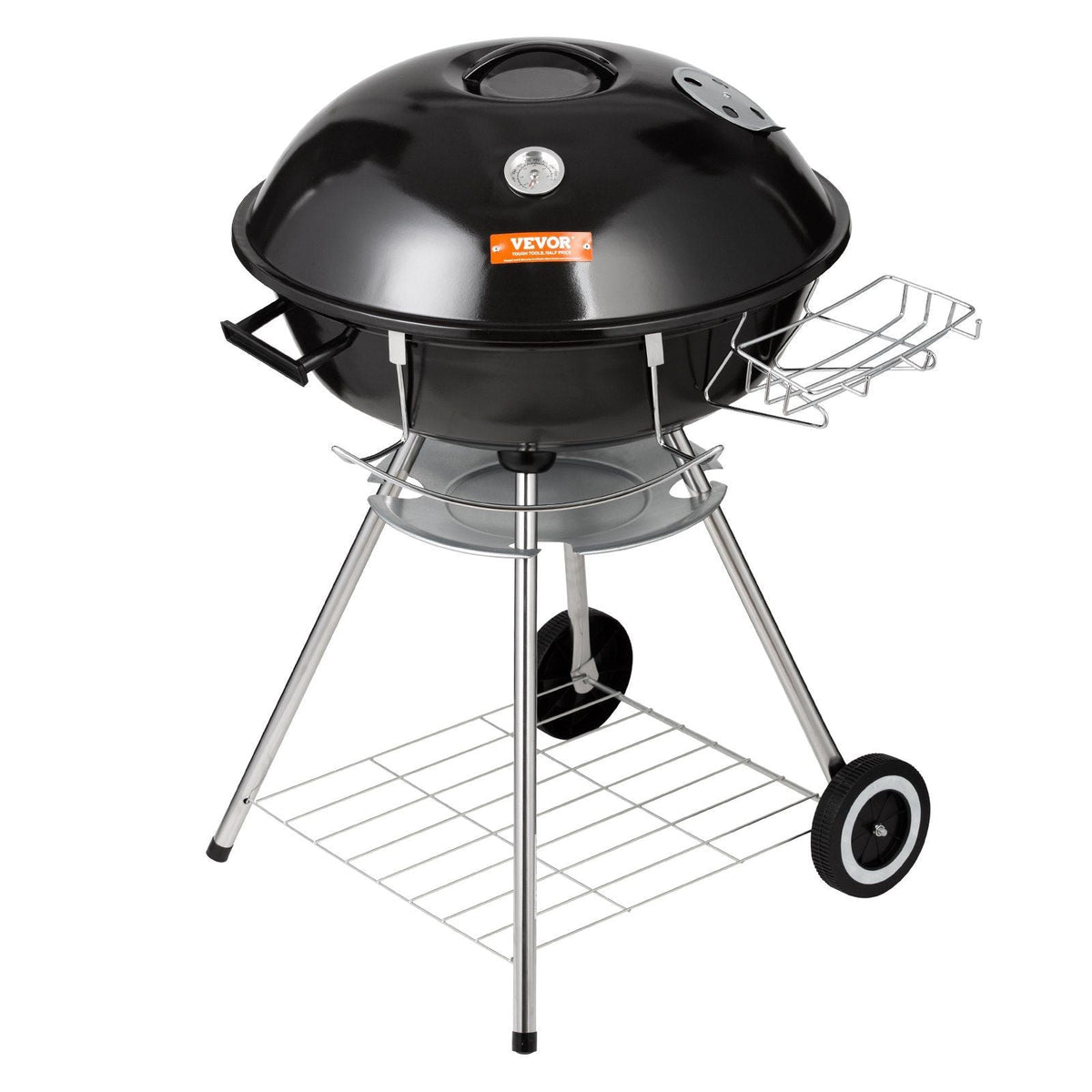 22 inch Kettle Charcoal Grill, Premium Kettle Grill with Wheels and Cover, Porcelain-Enameled Lid and Ash Catcher & Thermometer for BBQ, Round Barbecue Grill Outdoor Cooking, Patio and Backyard